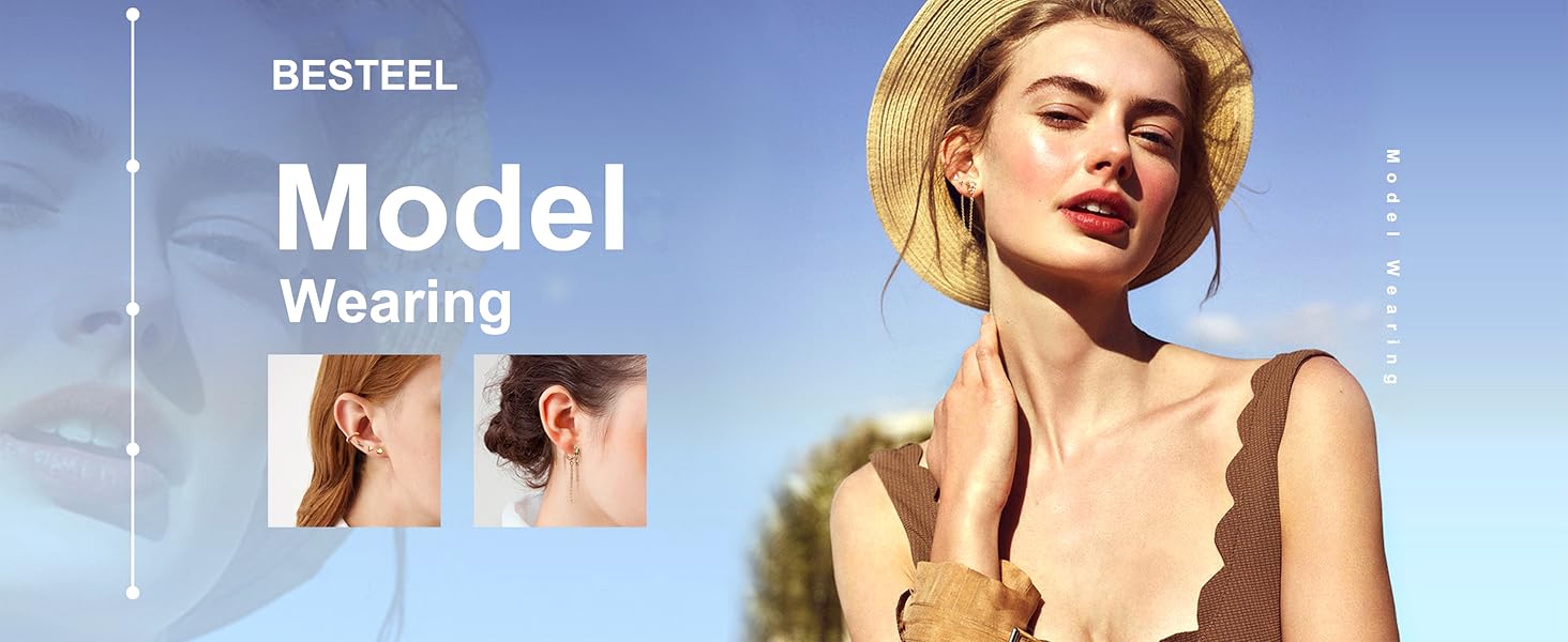 BESTEEL 27 PCS Dainty Gold Earrings Set for Women 14K Gold Plated Stud Huggie Hoop Earring Sets for Multiple Piercing Hypoallergenic Surgical Steel Small Dangle Chain Cartilage Earrings Stacks Pack BESTEEL 27 PCS Dainty Gold Earrings Set for Women 14K Gold Plated Stud Huggie Hoop Earring Sets for Multiple Piercing Hypoallergenic Surgical Steel Small Dangle Chain Cartilage Earrings Stacks Pack