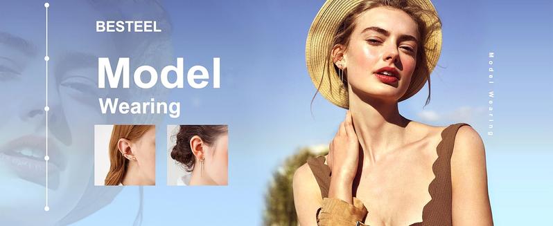 BESTEEL 27 PCS Dainty Gold Earrings Set for Women 14K Gold Plated Stud Huggie Hoop Earring Sets for Multiple Piercing Hypoallergenic Surgical Steel Small Dangle Chain Cartilage Earrings Stacks Pack