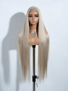 38 Inch Long Straight Lace Front Wigs for Women, Gorgeous Fluffy Heat Resistant Fiber Pre Plucked Wigs without Bangs, Premium Synthetic Wigs for Party, Daily Use, Lace Frontal, Natural Looking Wig