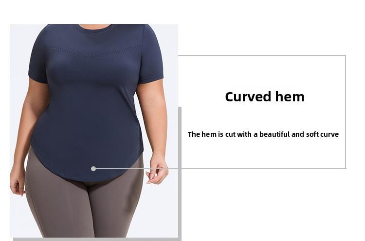 Plus size yoga fitness running elastic T-shirt, sports loose mesh short sleeves quick drying workout tops baggy gym fits oversized