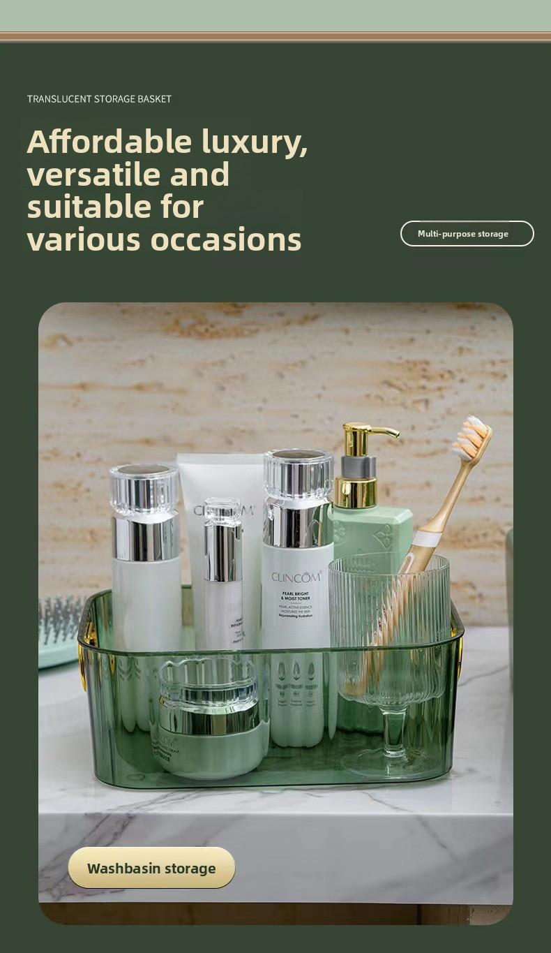 Acrylic desktop storage box, transparent dormitory desk stationery and book organizer, office file basket