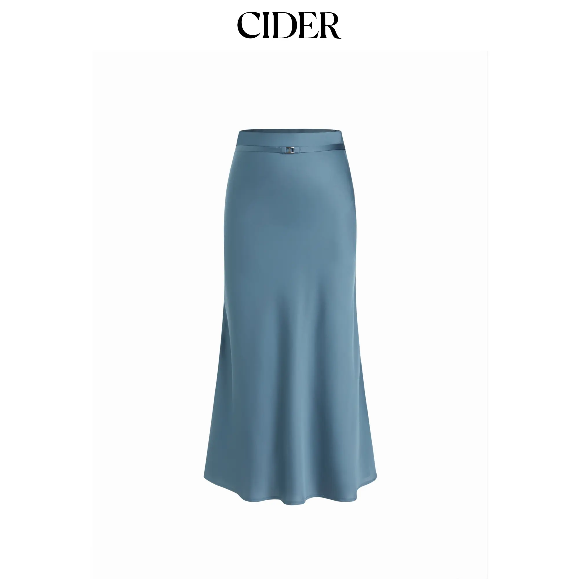 Cider Satin Low Rise Mermaid Maxi Skirt With Belt