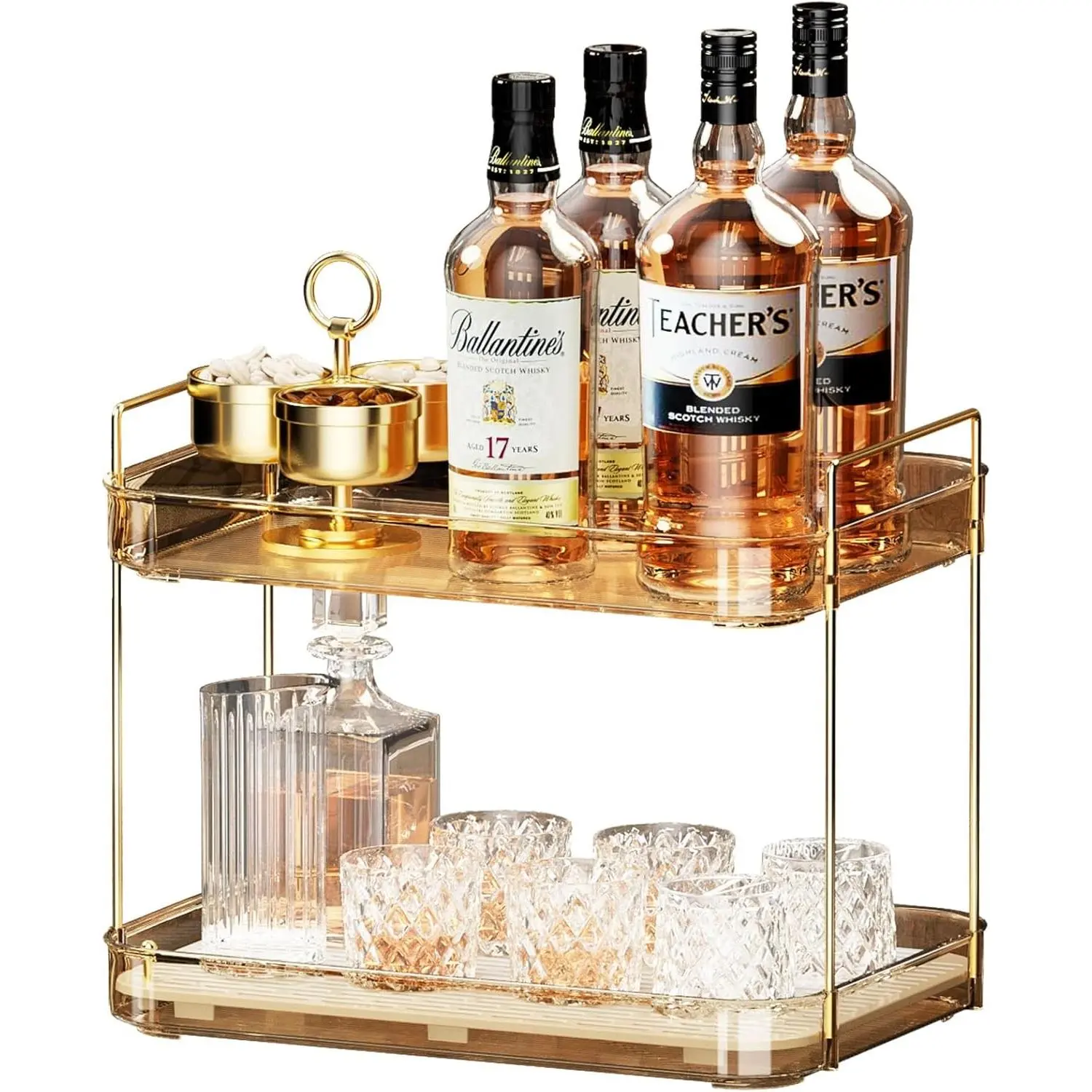 Metal Multi-Functional Organizer with Drain Board - Easy Installation Whiskey Tray, Glass Cup Rack, Mug Holder, Coffee Cup Holder, Bathroom Countertop Organizer, Wine Glass Decor, Food Tray, Kitchen Spice Rack, Ideal Gift