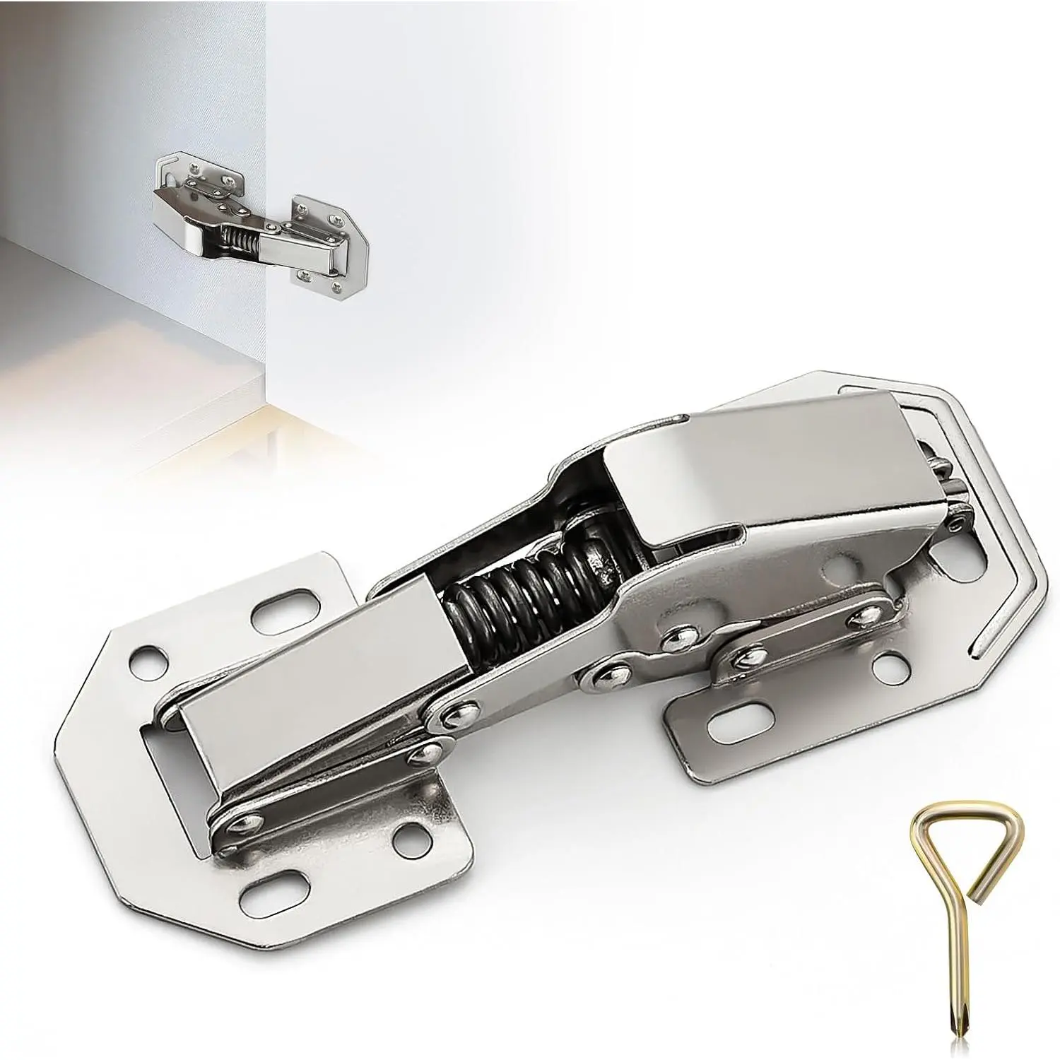 Cabinet Hinges, Soft Close, Concealed Cabinet Hinges 2 Pack | Surface Mount Design, No Pre-Drilled Door Setup, 90 , For Kitchen Cabinets, Cupboard Doors, Concealed Hardware Updates