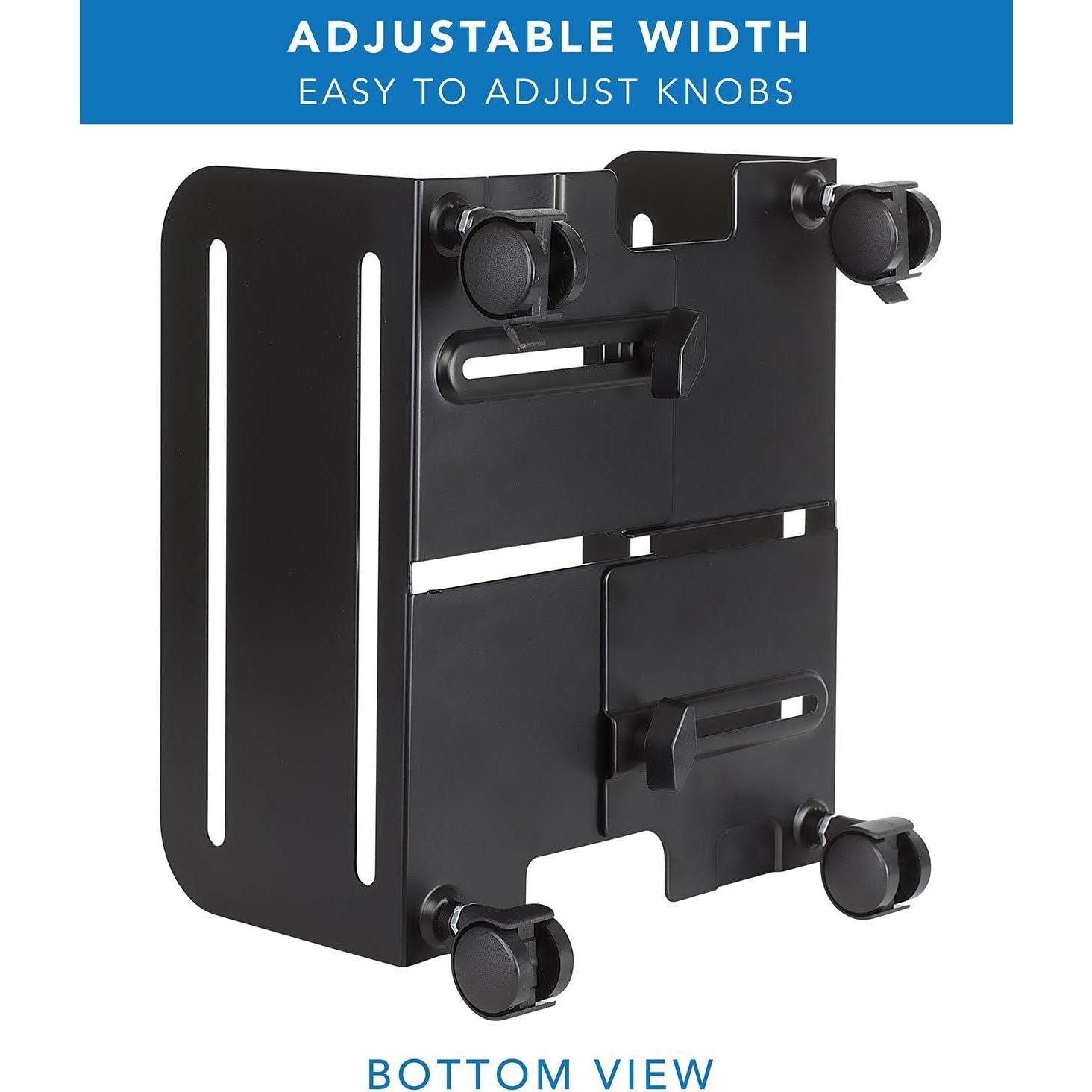 Computer Tower Stand, Adjustable Mobile CPU Stand with Wheels, Heavy-Duty Steel Rolling Cart, Fits  PC Towers, 4.87 to 8.5 Inch Width, Under Desk, Black