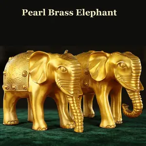 Solid Brass Elephant Statue – Traditional Chinese Lucky Decor for Home Office