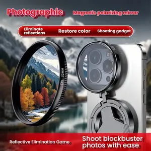 Magnetic Phone Polarizer Filter Cpl52mm, Reduces Reflections, Enhances Colors, Foldable, Essential for Mobile Photography
