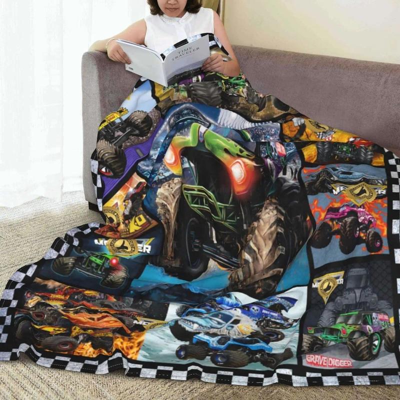 Monster Truck Blanket Ultra Soft Flannel Novel And Fashionable Bed Blanket Sofa Bed Bedroom Decoration, Air Conditioning