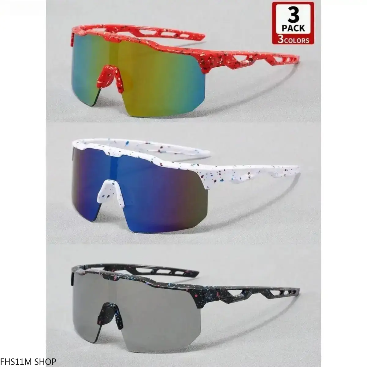 3 Pack Kids Sports Sunglasses - Shatterproof, UV400 Protection, Ultra Light Flexible Frame, Back to School Essentials - Safe Active Eyewear for Outdoor Play, Daily Scene, All Year Round Sports (Cycling, Baseball)