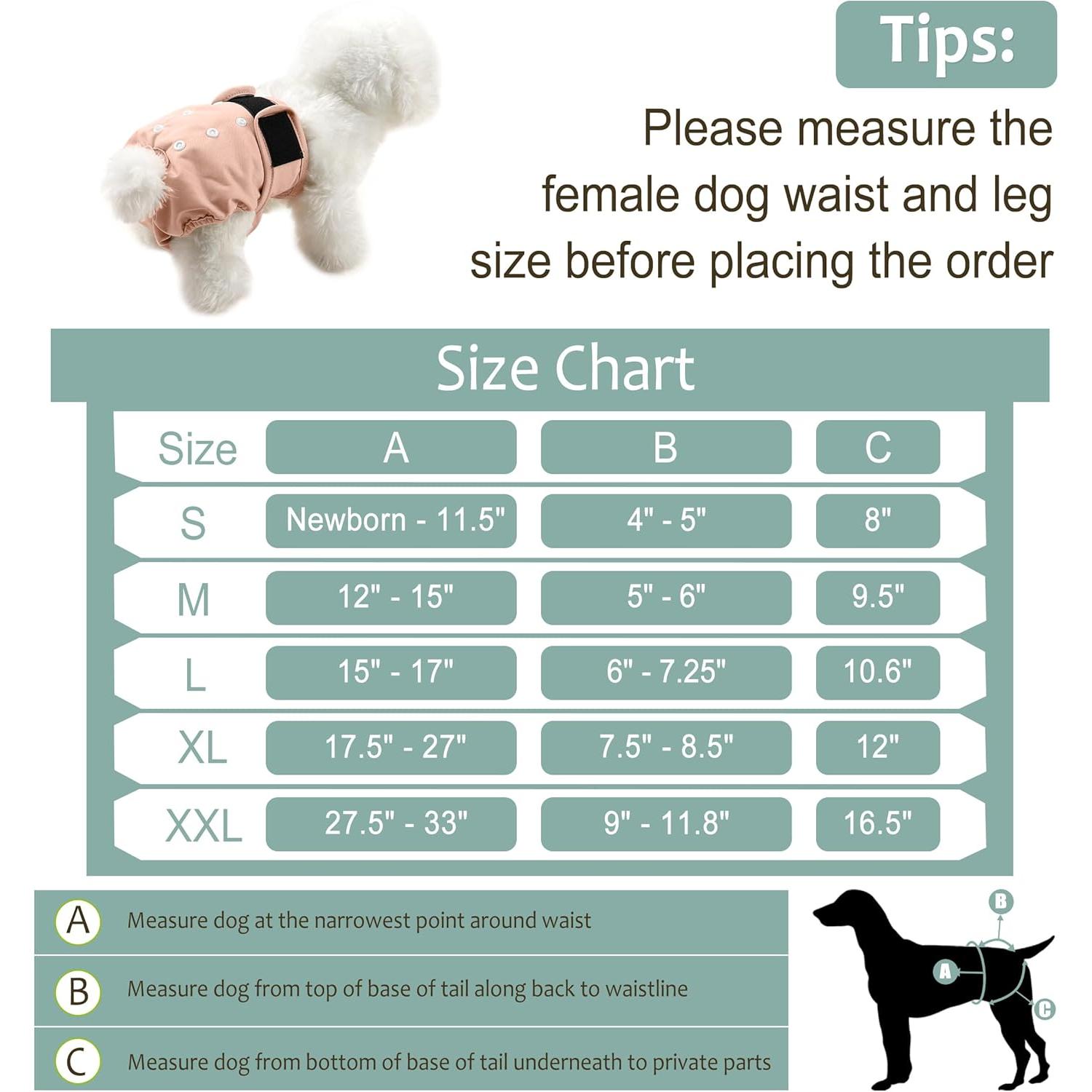 Female  Diapers 5 count -   Diapers for Doggie in Heat - Highly Absorbent  Diapers Female for Pet  with Adjustable Snaps,XL