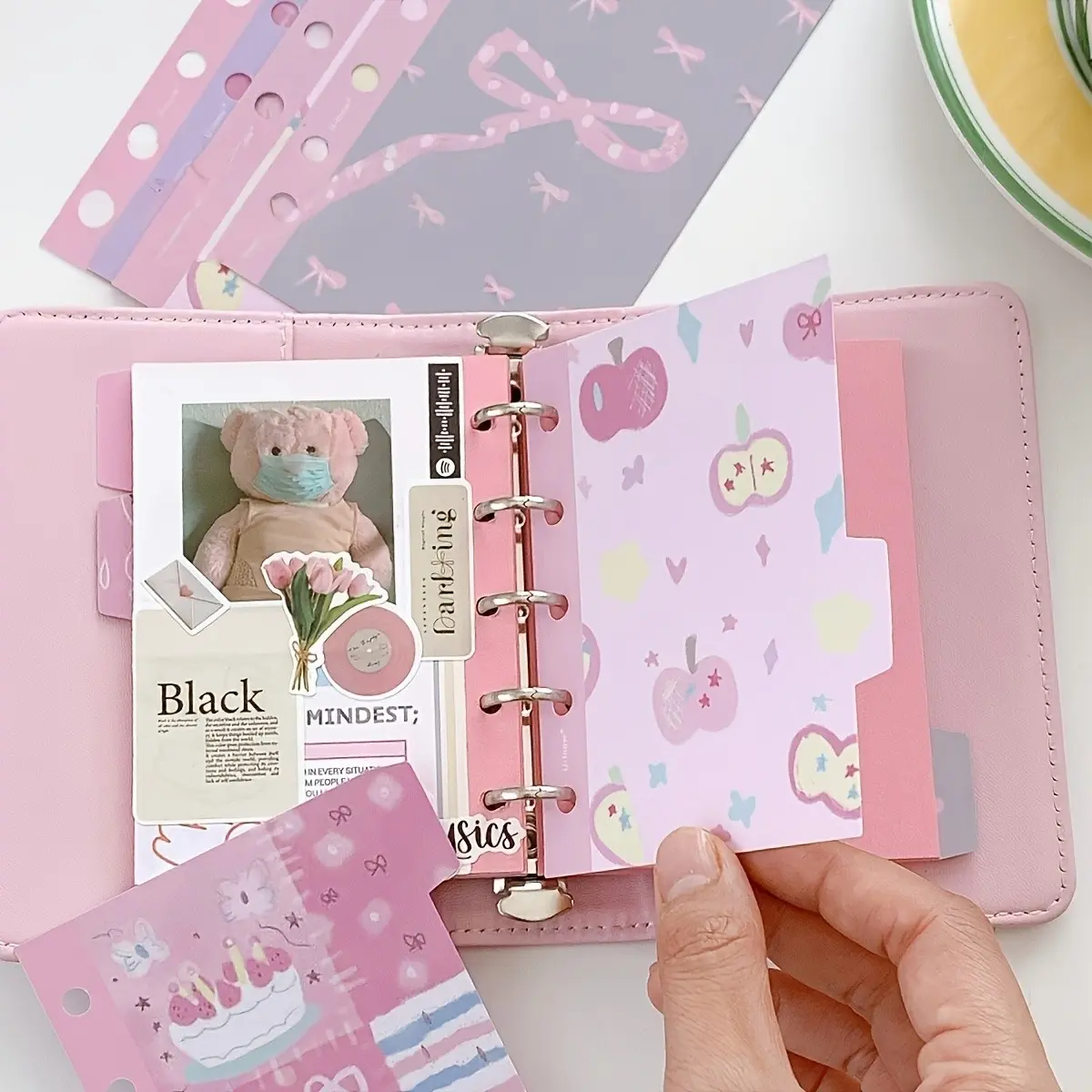 M5/a7 Bow Handbook Index Pages, 4 Sheets Per Book, Durable Reusable, Suitable for Notebook, Scrapbook, Cute Stationery Supplies, School Office Supplies, Journaling Supplies