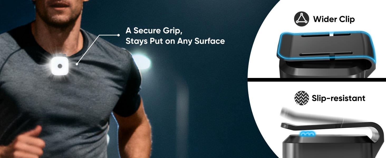 Running Lights for Runners, 2 Pack Mini Clip on Flashlight with 4 Modes, Rechargeable Safety LED Lights for Night Walking, Running Accessories & Camping Light Gear for Hiking, Jogging, Dog Walking