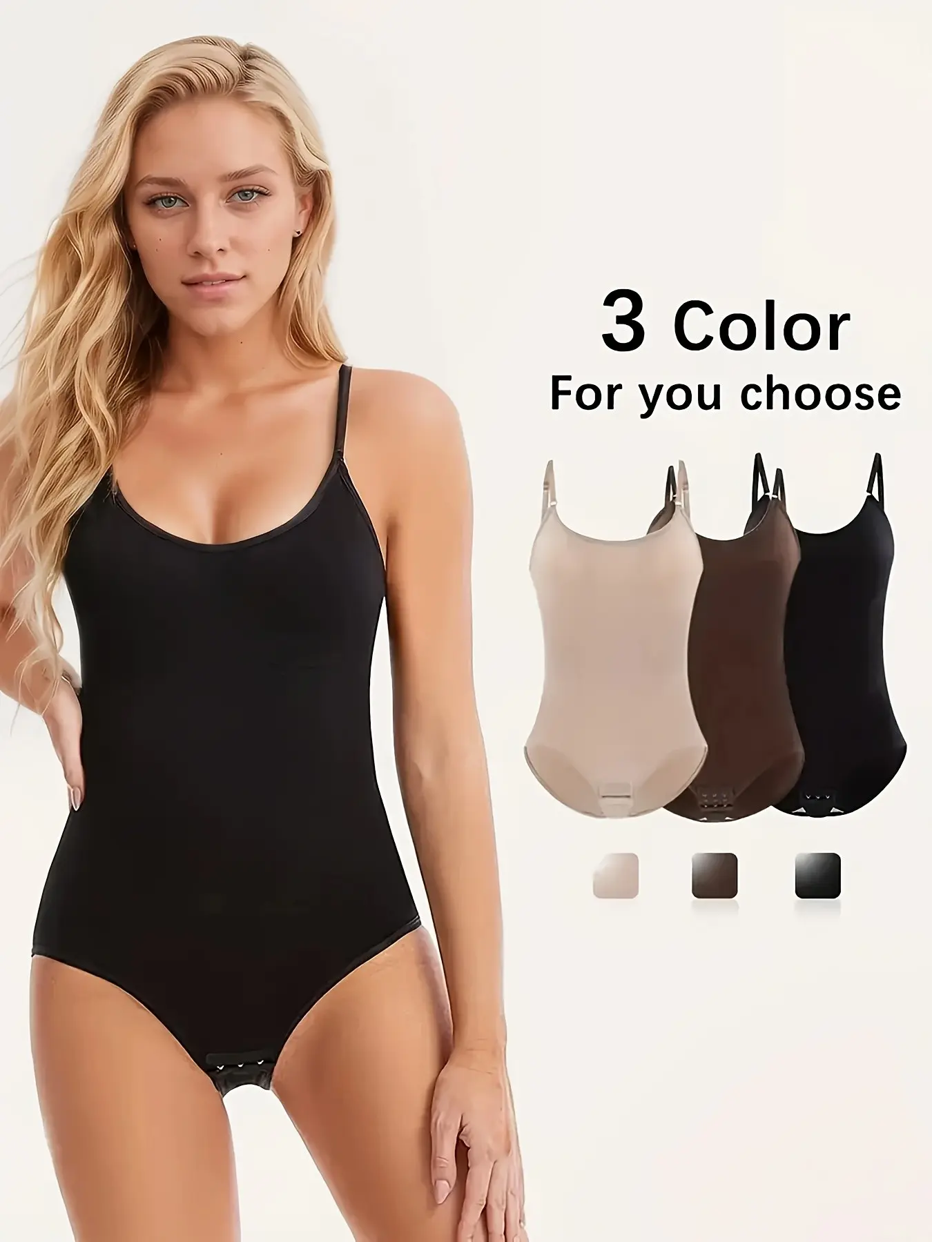 3-PCS Women's Slimming Jumpsuit, High Waist Body Shaper, Breast Support, Side Control, Tight Fit, All Seasons, Elegant Style