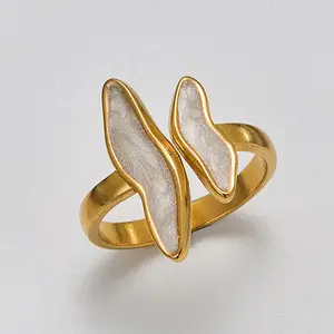 Stainless Steel Wave Drip Glaze Open Rings for Women Retro Punk Style  Creative Exquisite Ring Accessories Gift