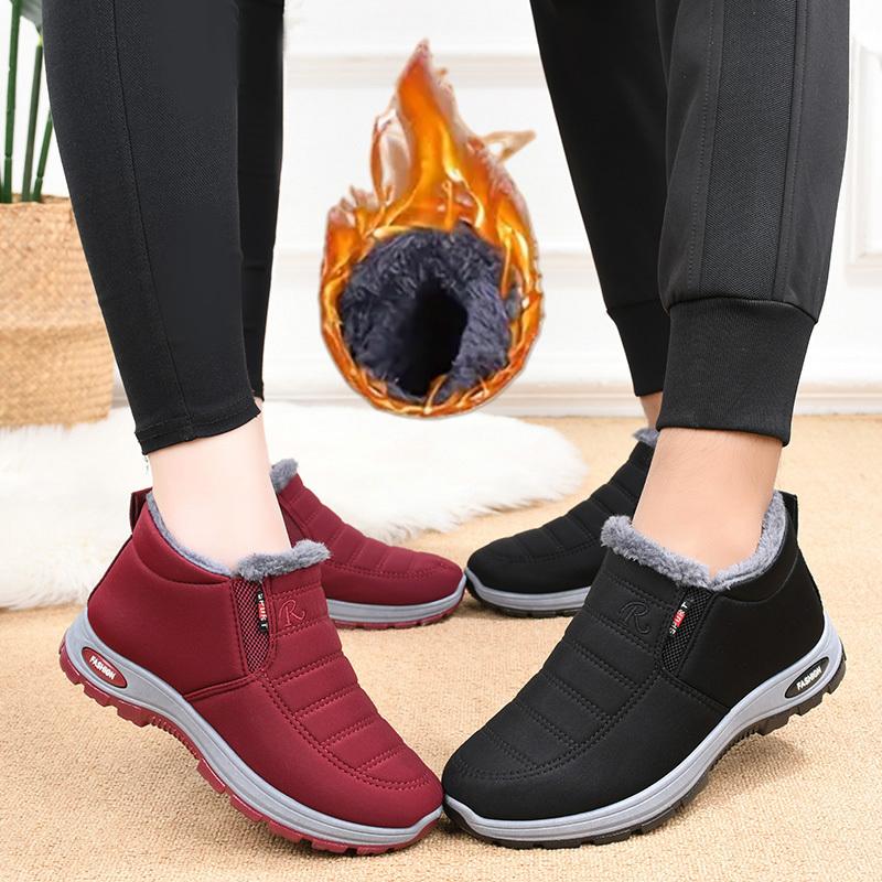 Winter Plush Boots for Men Women Warm Thick Sole Snowproof Short Tube Boots Cozy Indoor Outdoor Casual Shoes Perfect Holiday Party Gift Red