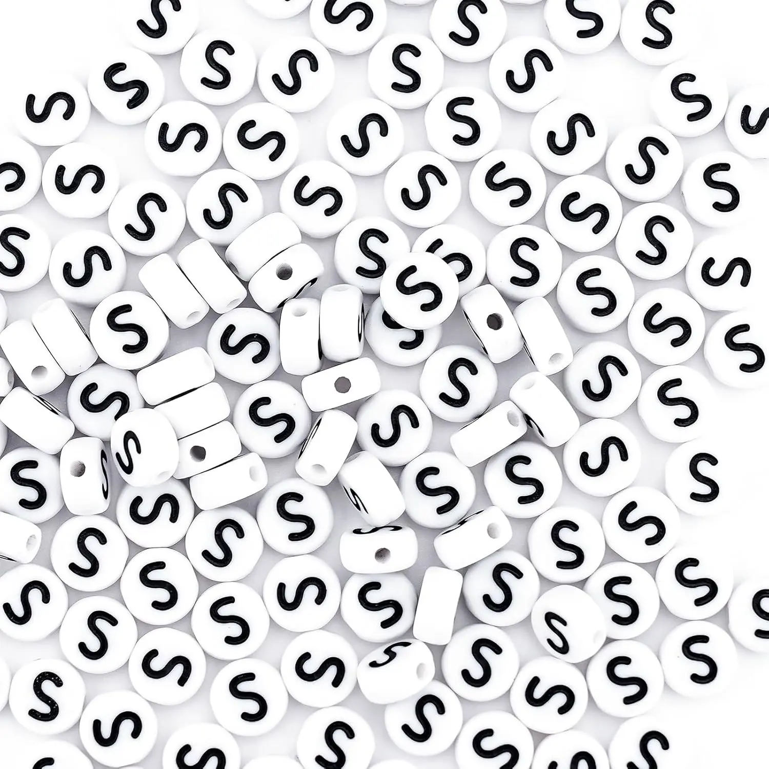 300Pcs 4X7mm Round Individual White Alphabet Letter Beads for Friendship Bracelets Making