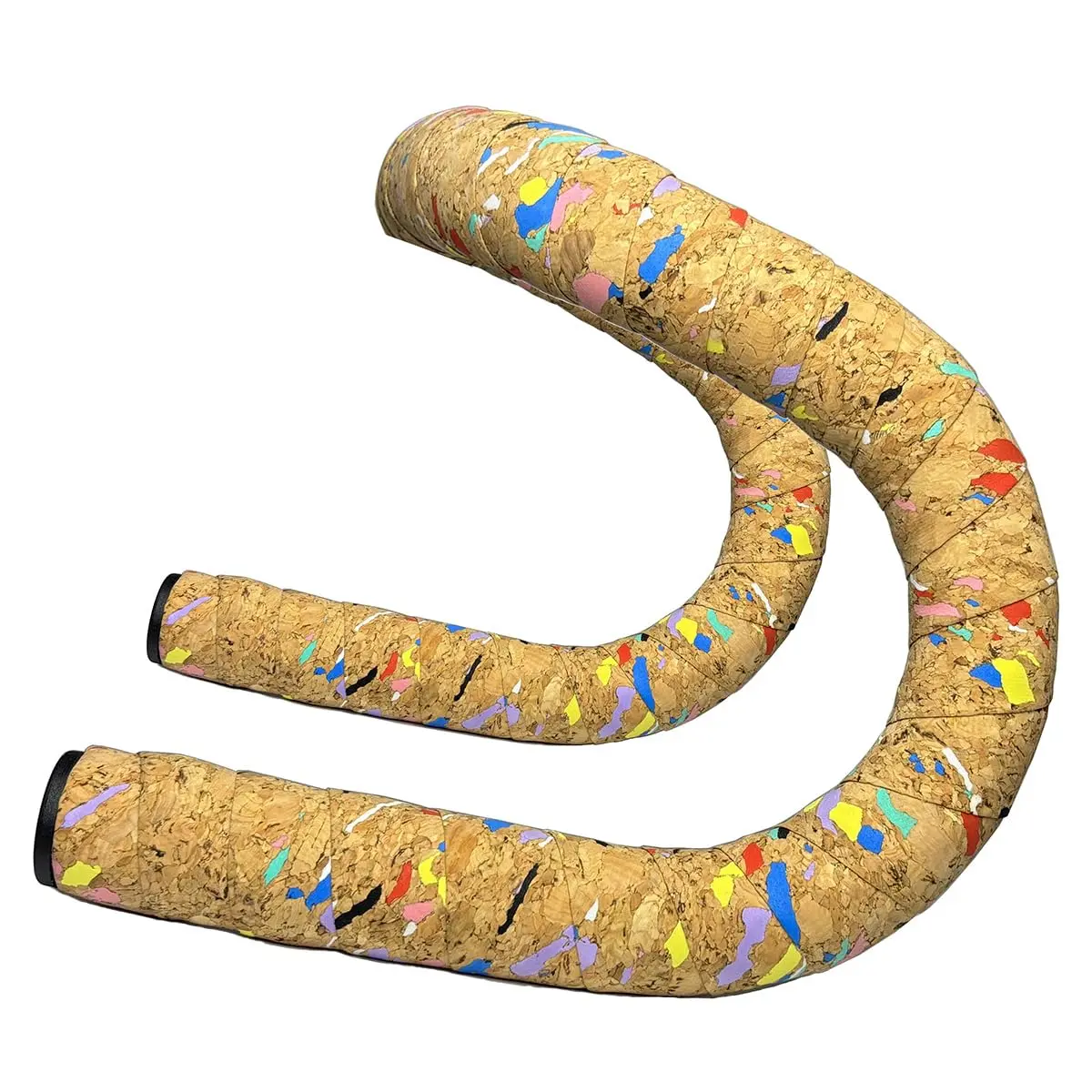 Cork  Handlebar Tape for Road  2 Rolls Anti-Slip Shock Absorption  Wrapping Grip Bar Tapes with Bar Plugs (Cork Multicolor)