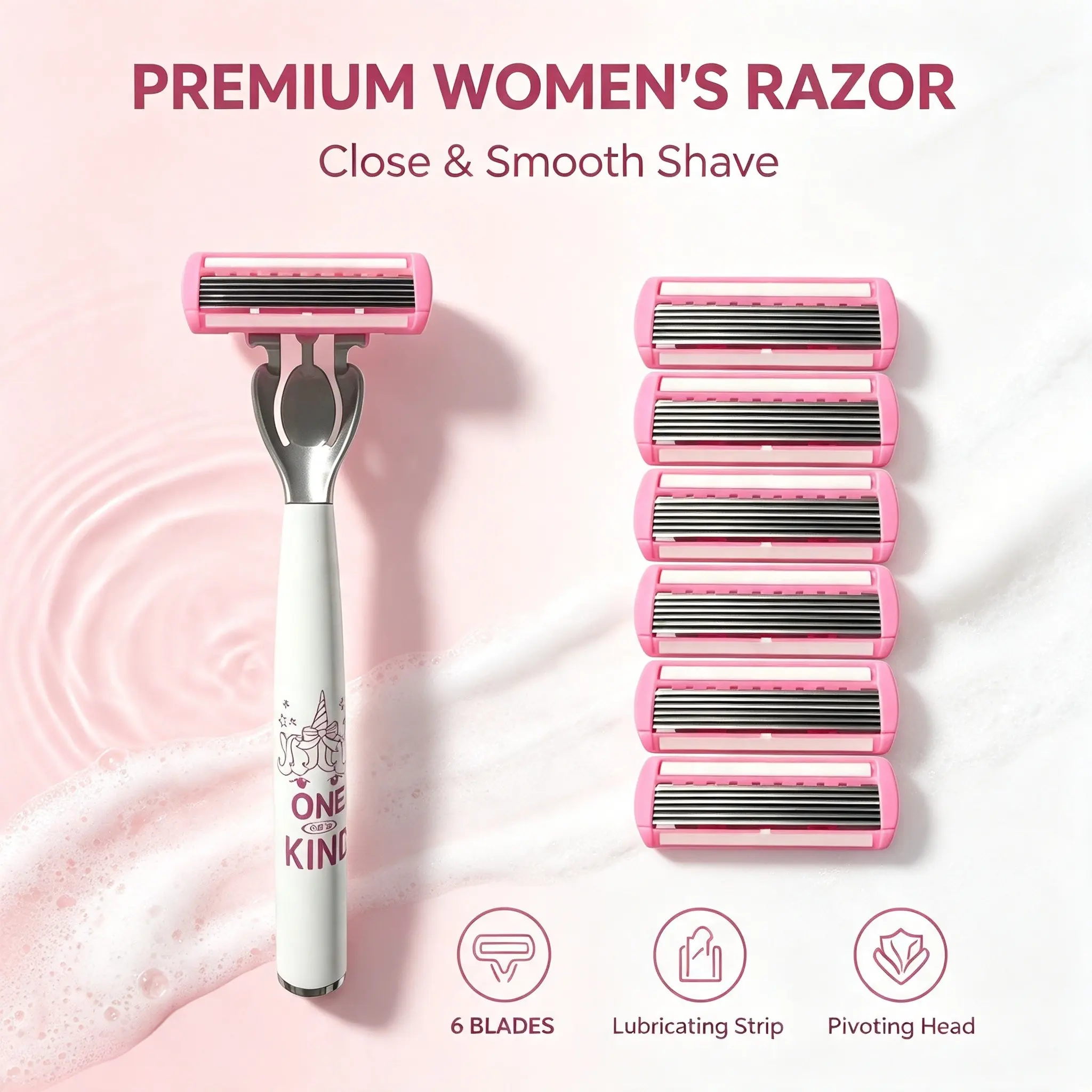7/13/19pcs Women's Bikini Shaving Razor, 6 Layer Stainless Steel Blades, Manual Safety Hair Remover, Metal Handle, Unicorn Stand