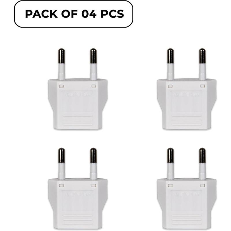 Pack of 4 European Plug Adapter  to  Adapter Type C Outlet for    Spain  France EU in White Color