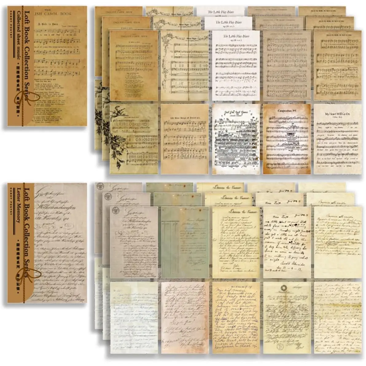 120 count  Scrapbooking Paper, Junk Journal Supplies Kit, Aesthetic Ephemera and Decorative Paper for Crafting, Decoupage Materials Bulk Pack (Sheet )