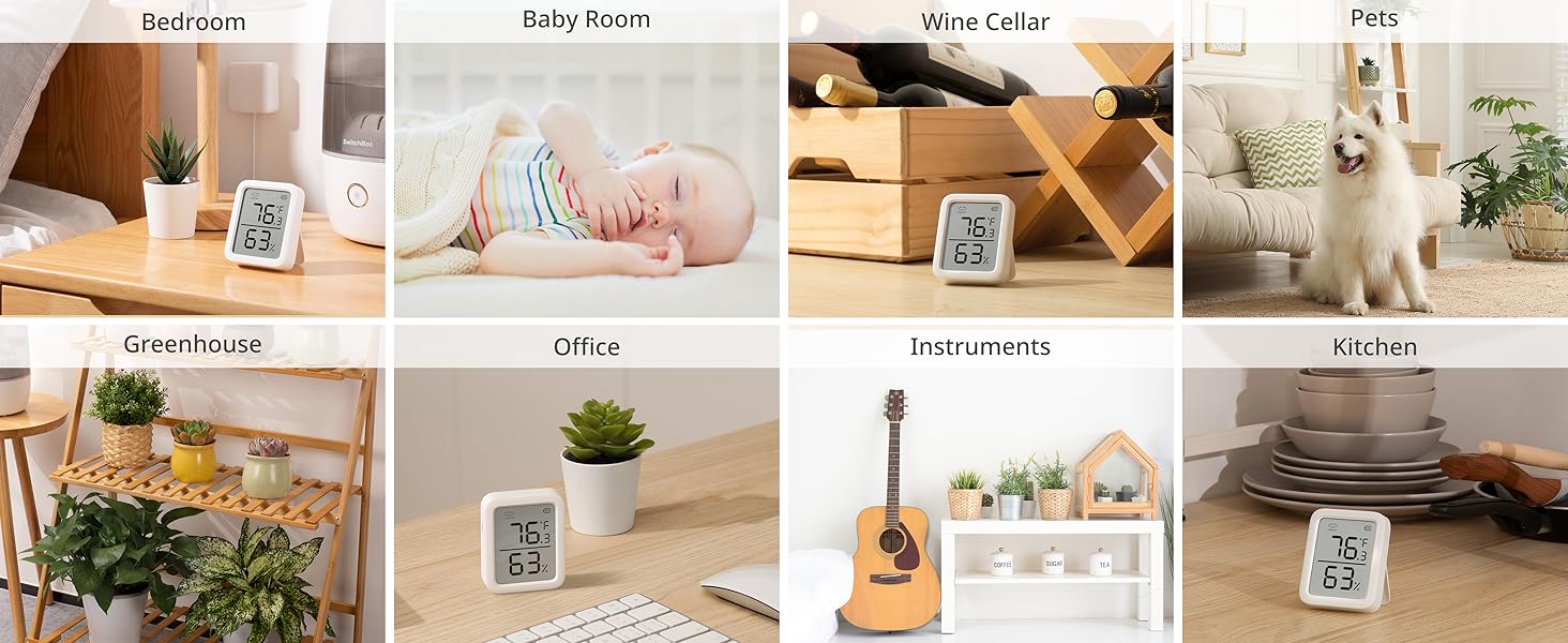 Thermometer Hygrometer, Bluetooth Indoor Humidity Meter for Home, Temperature Sensor with App, Large LCD Display, Notification Alerts, 2-Year Data Export