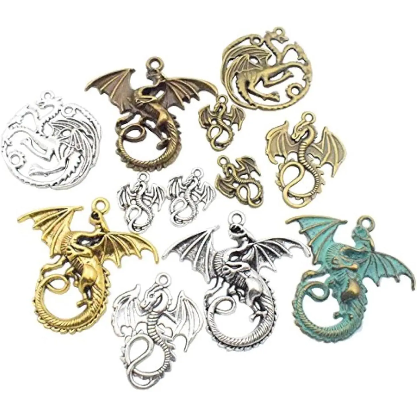 100g (20pcs) Craft Supplies  Flying Dragon Charms Pendants Beads Charms Pendants for Crafting,  Findings Making Accessory for DIY Necklace Bracelet (M015)