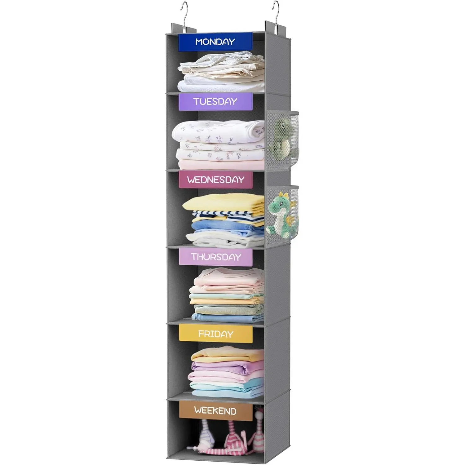 Weekly  Closet Organizer for , 6-Shelf Clothes Storage with Labeled Days of The Week Monday Through Friday, Weekday and , Days of The Week Clothes Organizer