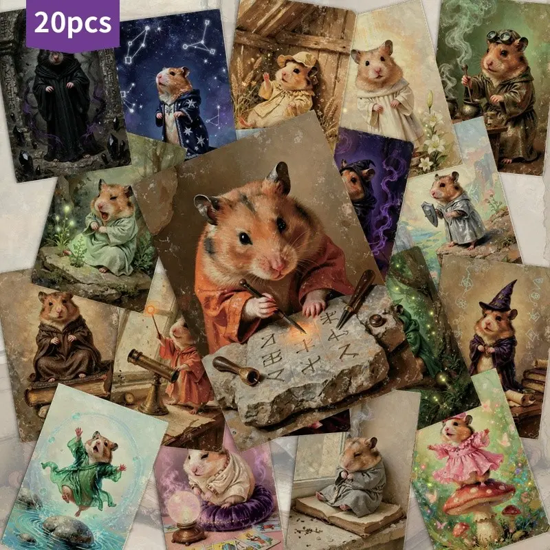 20pcs Vintage Bear Fantasy Postcards Art Illustration Collection Retro Decorative Cards for Scrapbooking Junk Journal Crafting Collage DIY Supplies Aesthetic Ephemera Greeting Card Ephemera Wall Art