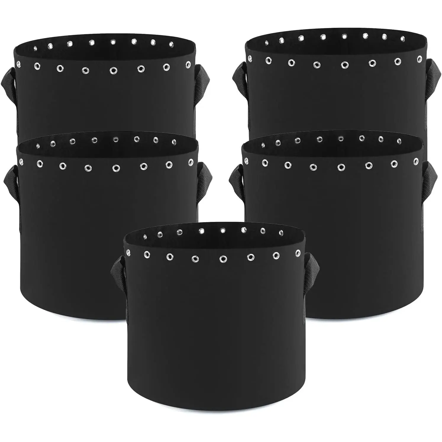 1 Gallon  Grow Bags with Holes 5-Packs. | Thichkened Non-Woven Aeration Fabric Pots with Handles - Reinforced Weight Capacity.