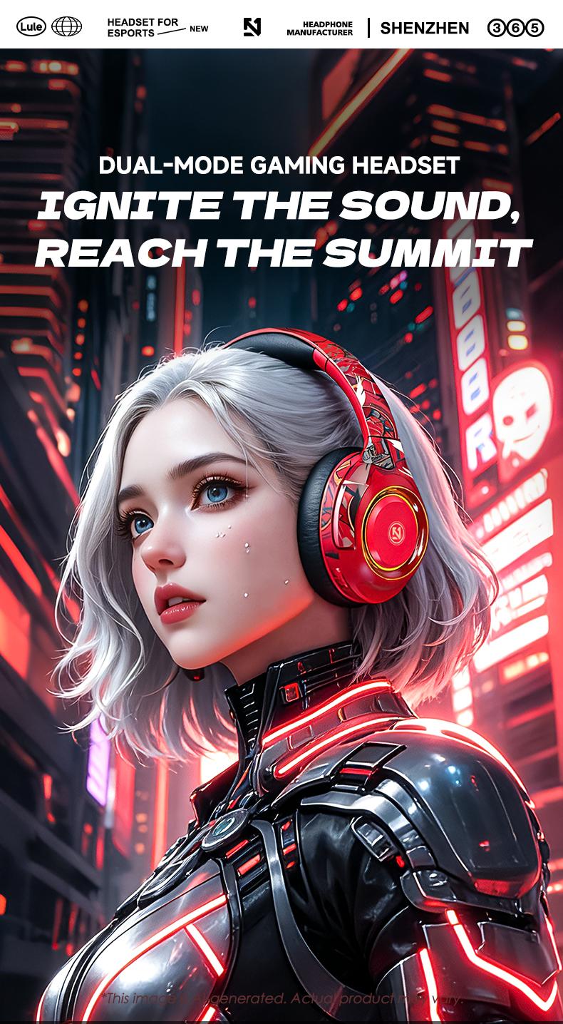 2026 New Wireless Bluetooth Gaming Headset with RGB Lights,40MM Driver,Noise Cancelling Mic,38H Playtime Headphones for PC/Mobile