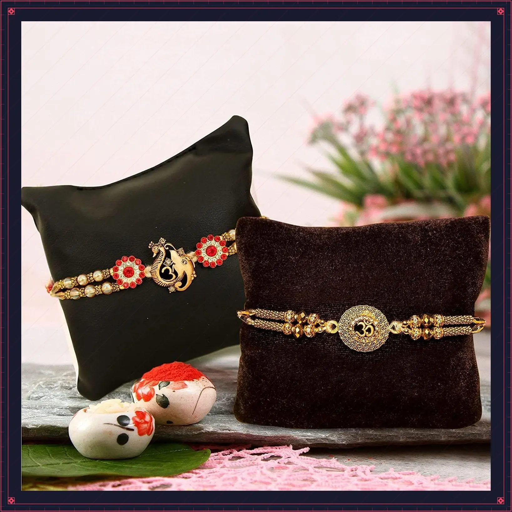 Set of 2 Rakhi for Brother with Gift | Rakhi for Bhaiya | Roli Tikka - Raksha bandhan Rakhi Bracelet for Brother Rakhi 2 Set | Rakhi ThreadGift