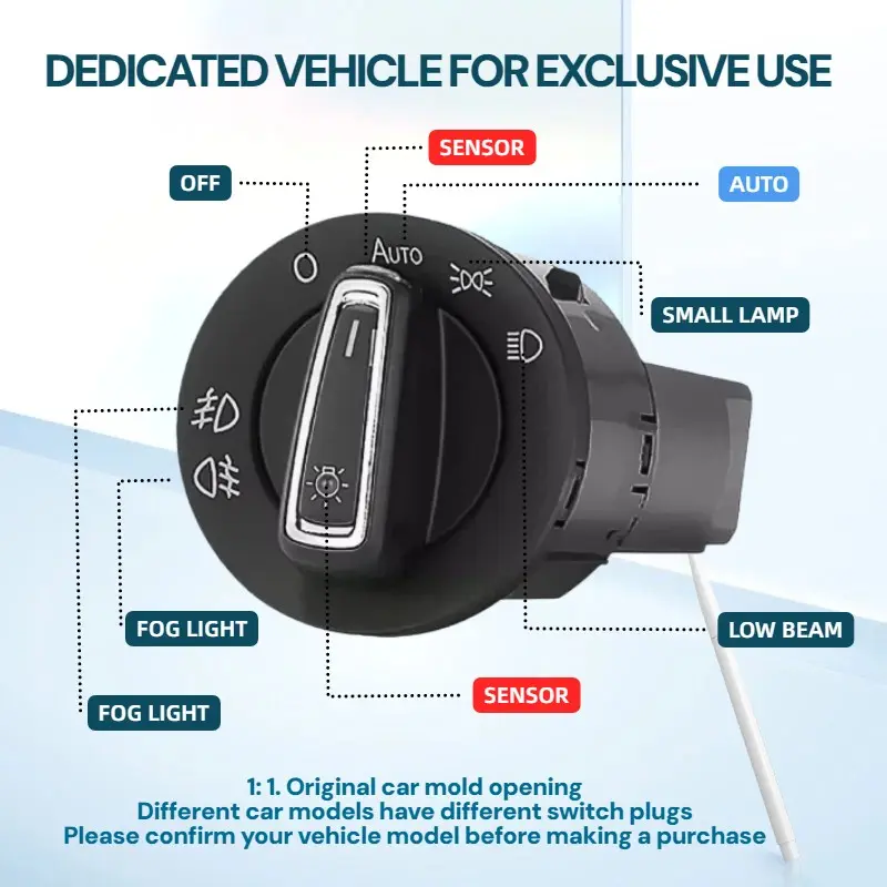 Suitable for Volkswagen Golf Passat, Polo Jetta, Maitwei Touareg, Magotan, automatic headlight sensing switch, infrared light sensing dual sensing AUTO high-end switch upgrade