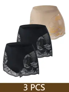 Women's Jelly-Like Breathable Lace Panties, Mid-Waist Slimming Underwear, Seamless Butt Lifting Comfortable Shapewear Fit, Sizes S-Xxl