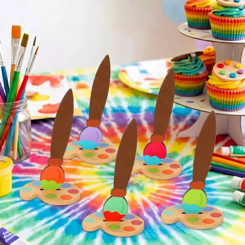 Chunful 6-piece wooden tray centerpiece art deco paint party table sign graduation tiered tray decoration bar art deco theme birthday graduation party supplies