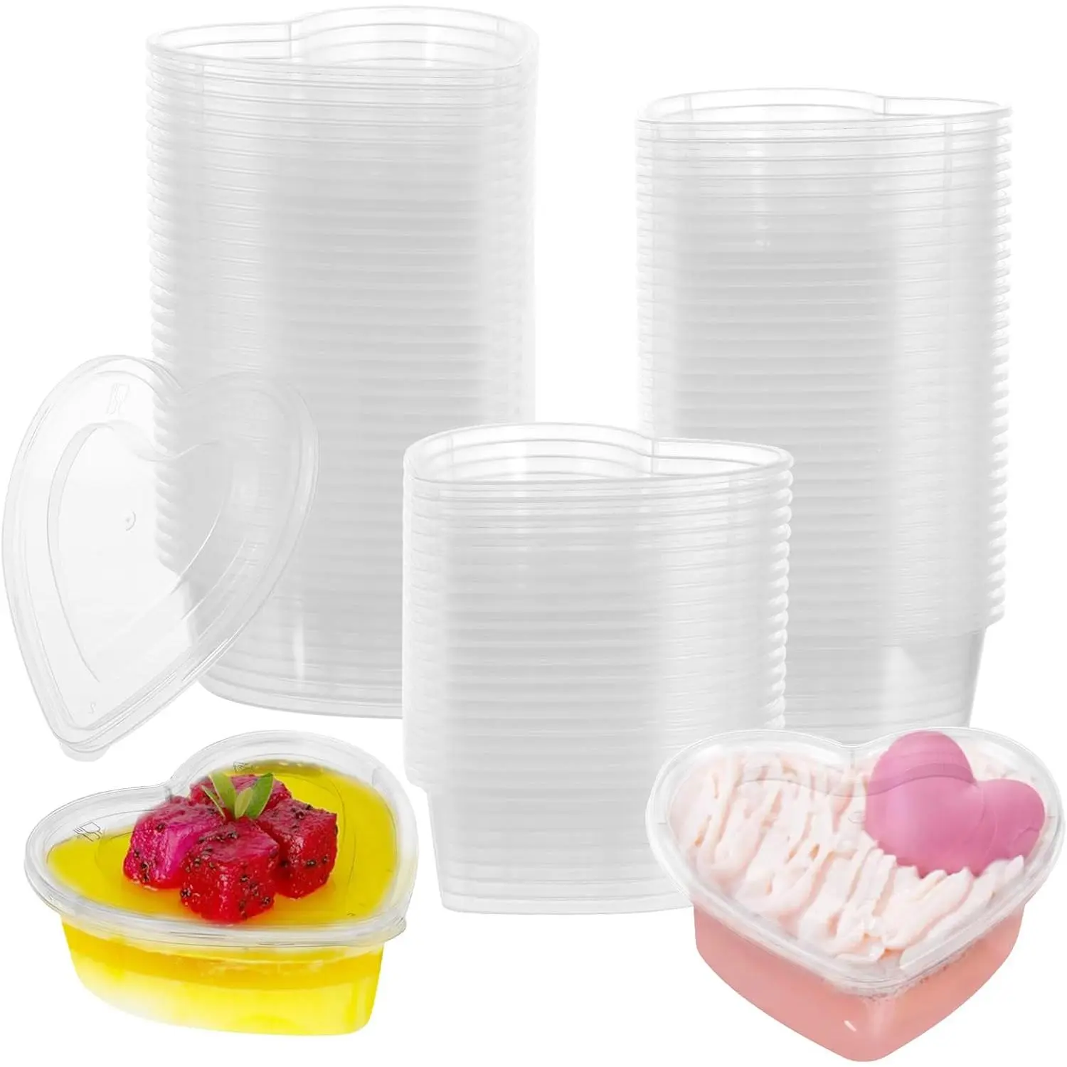 50 count Valentine's Day Heart Shaped Storage Containers, 5 oz Heart Shaped  Storage Containers Transparent Plastic Box with  Candy Box for DIY Craft Making Liquid  Ball Soft Clay