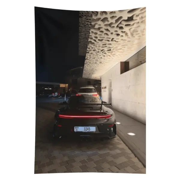 911 GT3 RS Tapestry | Midnight Luxury Car Wall Hanging, Modern Aesthetic Mansion Bedroom Decor, Viral Room Makeover living room tapestry funny