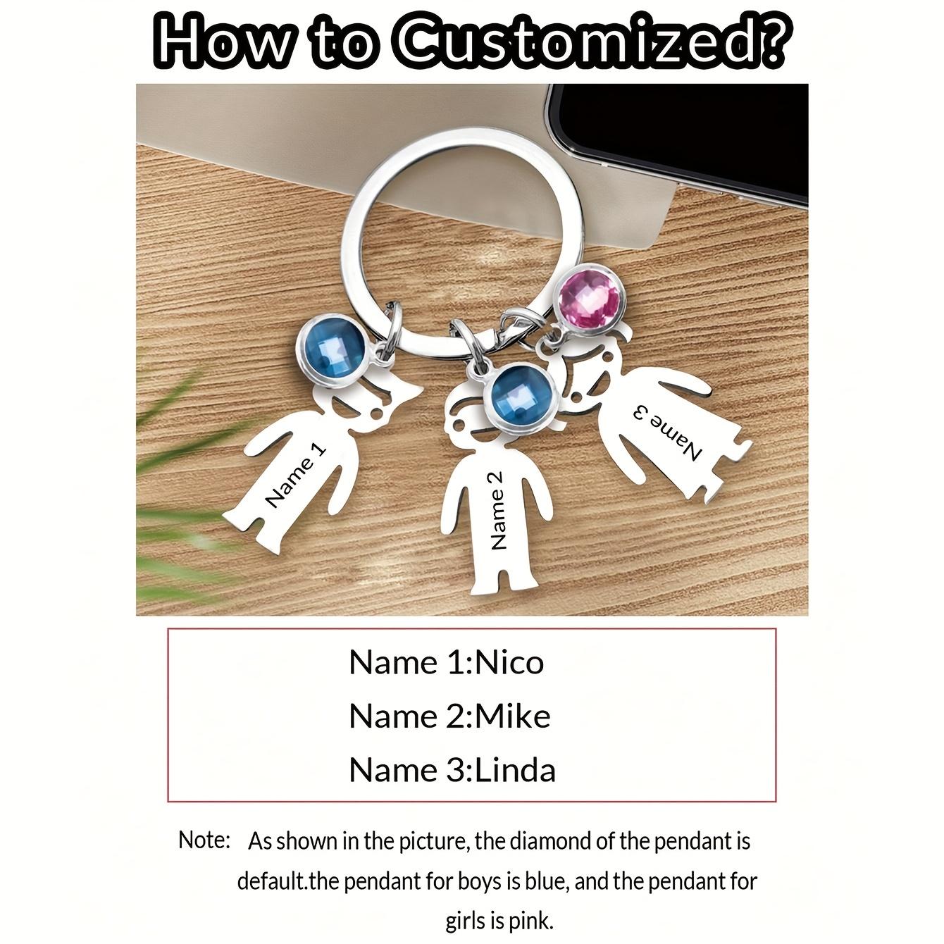 [Custom Keychain Gift] Personalized Birthstone Keychain 1pc| Custom Name, Stainless Steel, 1-5 Names| Family Gift for Men Women, Birthday, Christmas, Mother's Day, Father's Day, Daughter Son