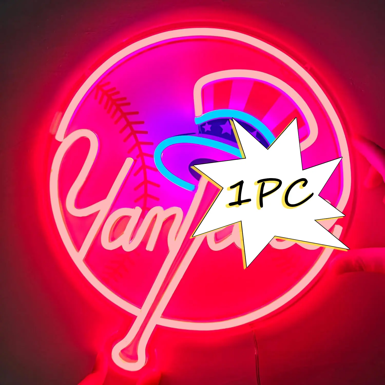 Neon Sign, Baseball Neon Light, Novelty Lighting for Bedroom, Living Room and Bar Decoration, Men's Caves and Baseball Fans' Rooms