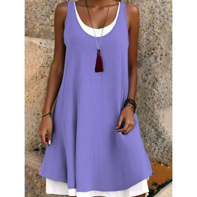 Casual Summer Dresses for Women, Lightweight Loose Fit Tank Dress, Breathable Vacation & Coastal Grandma, Comfortable and Stylish
