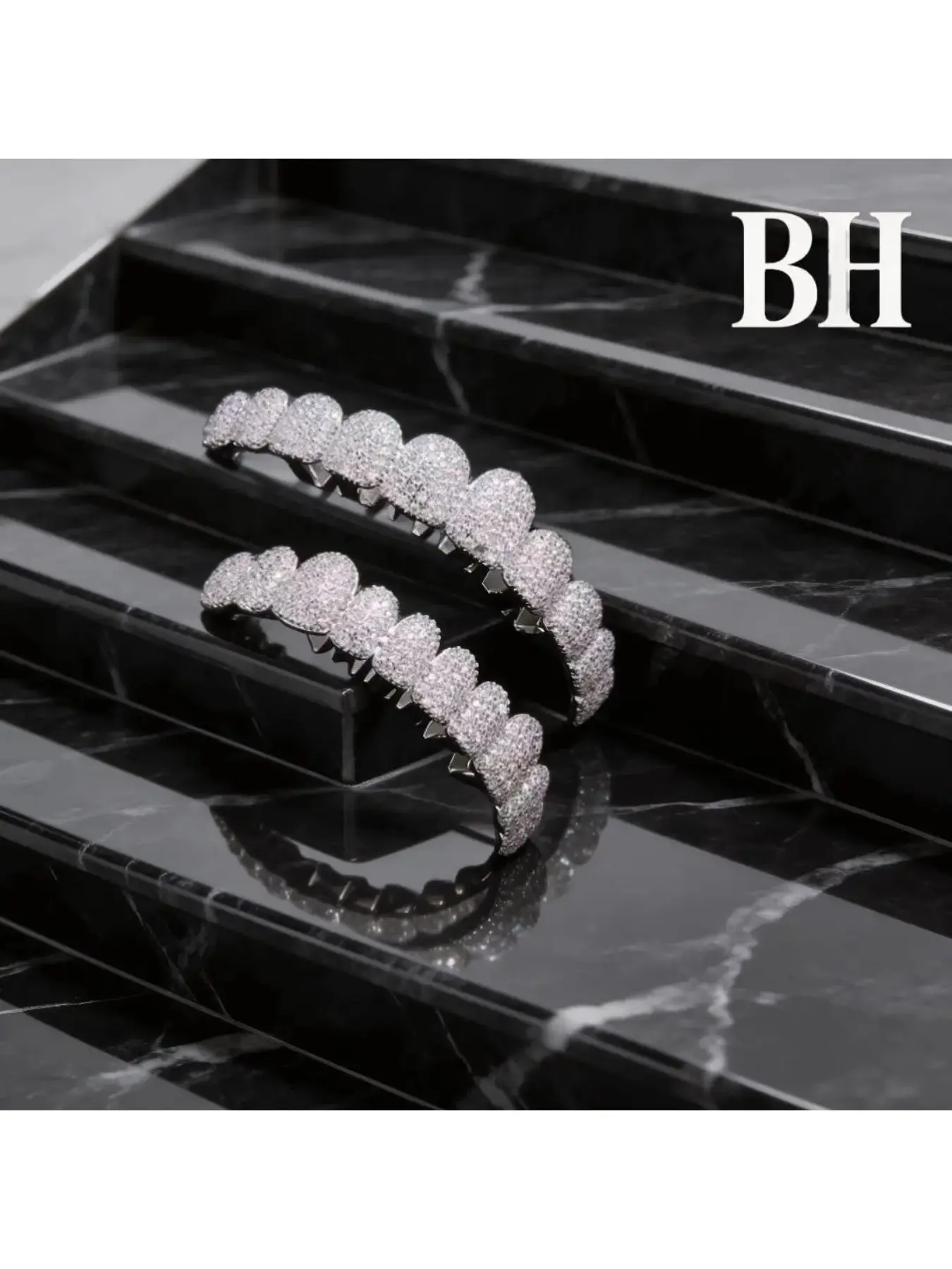 Boys&Hood 8A High Quality Honeycomb Diamond Grillz,Hiphop Accessory for Men Women – Flawless Set for Men & Women