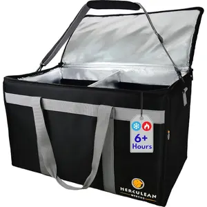 Premium Insulated Food Delivery Bag with YKK Zipper – Large Commercial Catering Bag for Food Transport – Hot and Cold Thermal Food Bag – Ultra Durable Hot Food Carriers for Takeaway Delivery