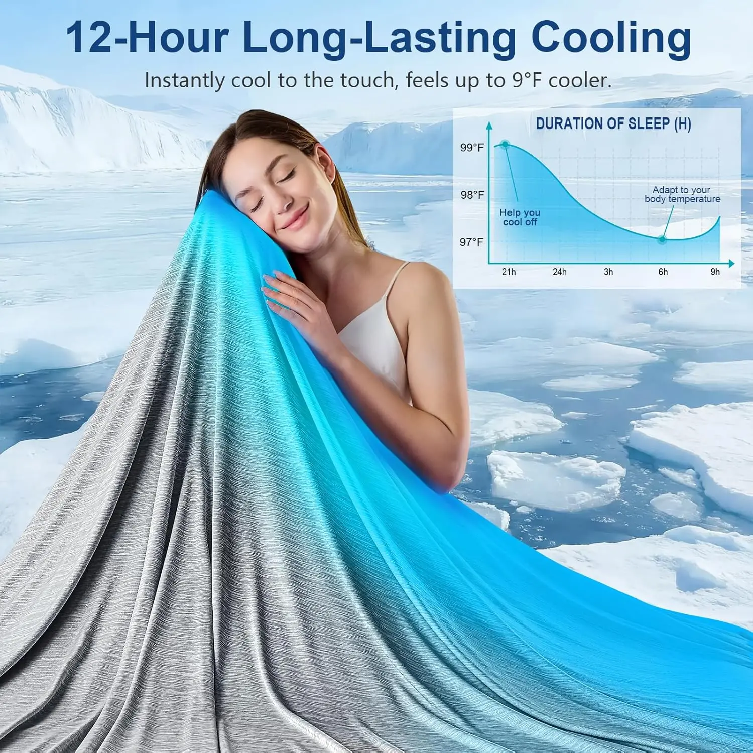 Cooling Blanket Queen Size (90"x90"), Sided Summer Cooling for Hot Sleepers & Night Sweats, Soft Lightweight Blanket for Sofa Bed Couch, Warming Gifts New Home Light Grey