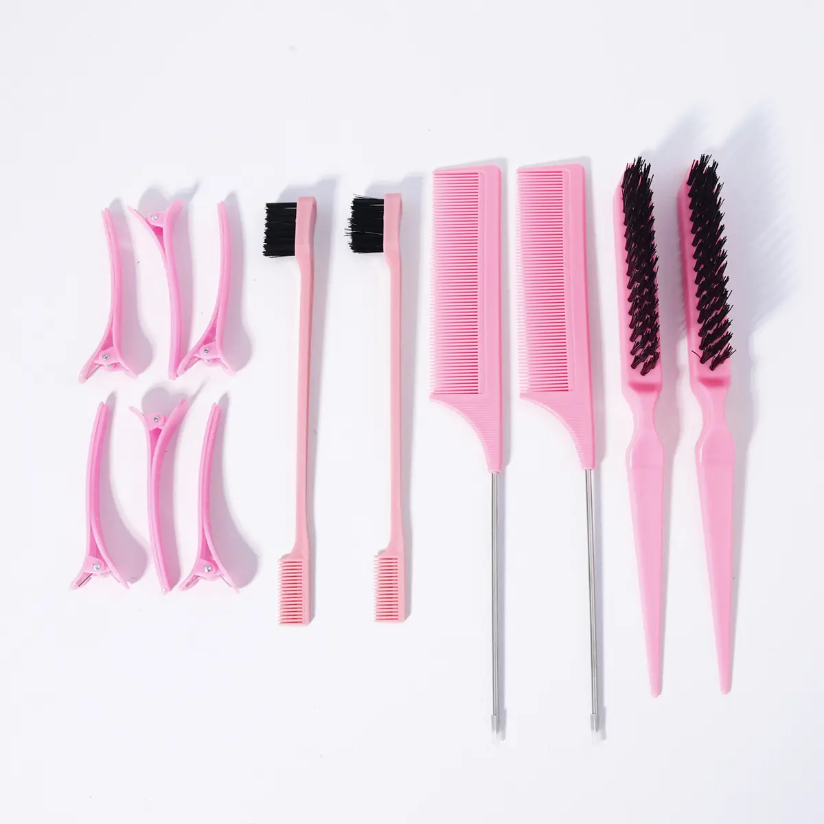 12pcs Hair Comb Set, Tail Comb, Edge Brush, Back Brush, 6 Smooth Clips, Professional Hair Tool for All Hair Types