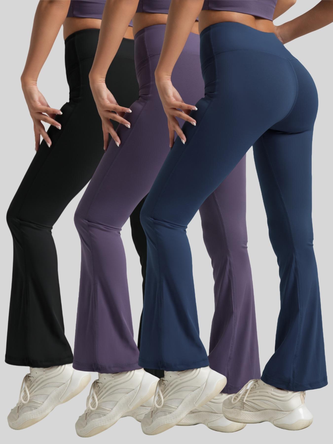 Women's Solid High Waist Flare Leg Sports Leggings, Casual Comfort and Durability Breathable Bell Bottom Skinny Pants for Yoga Gym Workout, Ladies Sportswear for All Seasons, Fitness Yoga Pants, Solid Flared Leggings