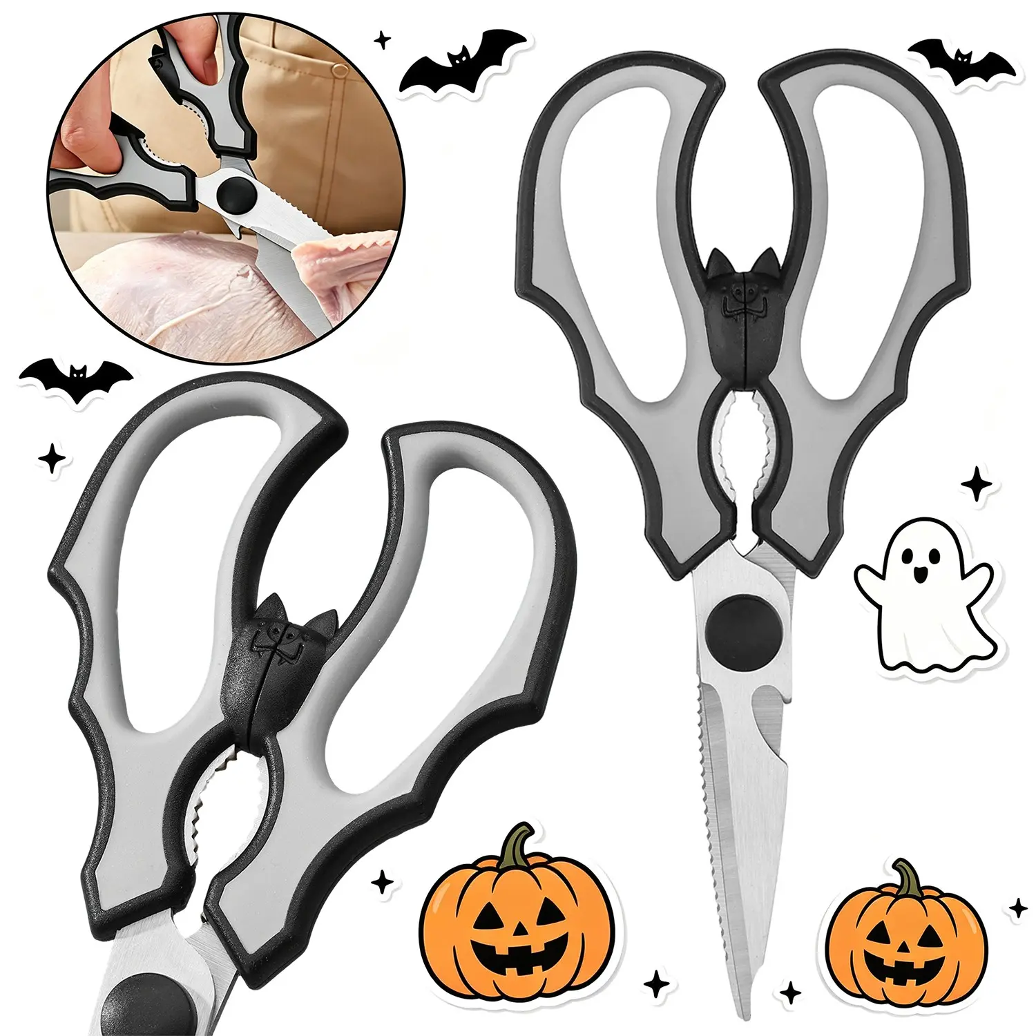 Kitchen Scissors, Halloween Goth Cute Bat Kitchen Shears, Bat Scissors, Gothic Scissors Utensils, Heavy Duty Stainless Steel Cooking Shears for Cutting Meat, Food, Poultry, Spooky Bats Halloween Gifts, Cute Gadgets, Kitchen Gadgets