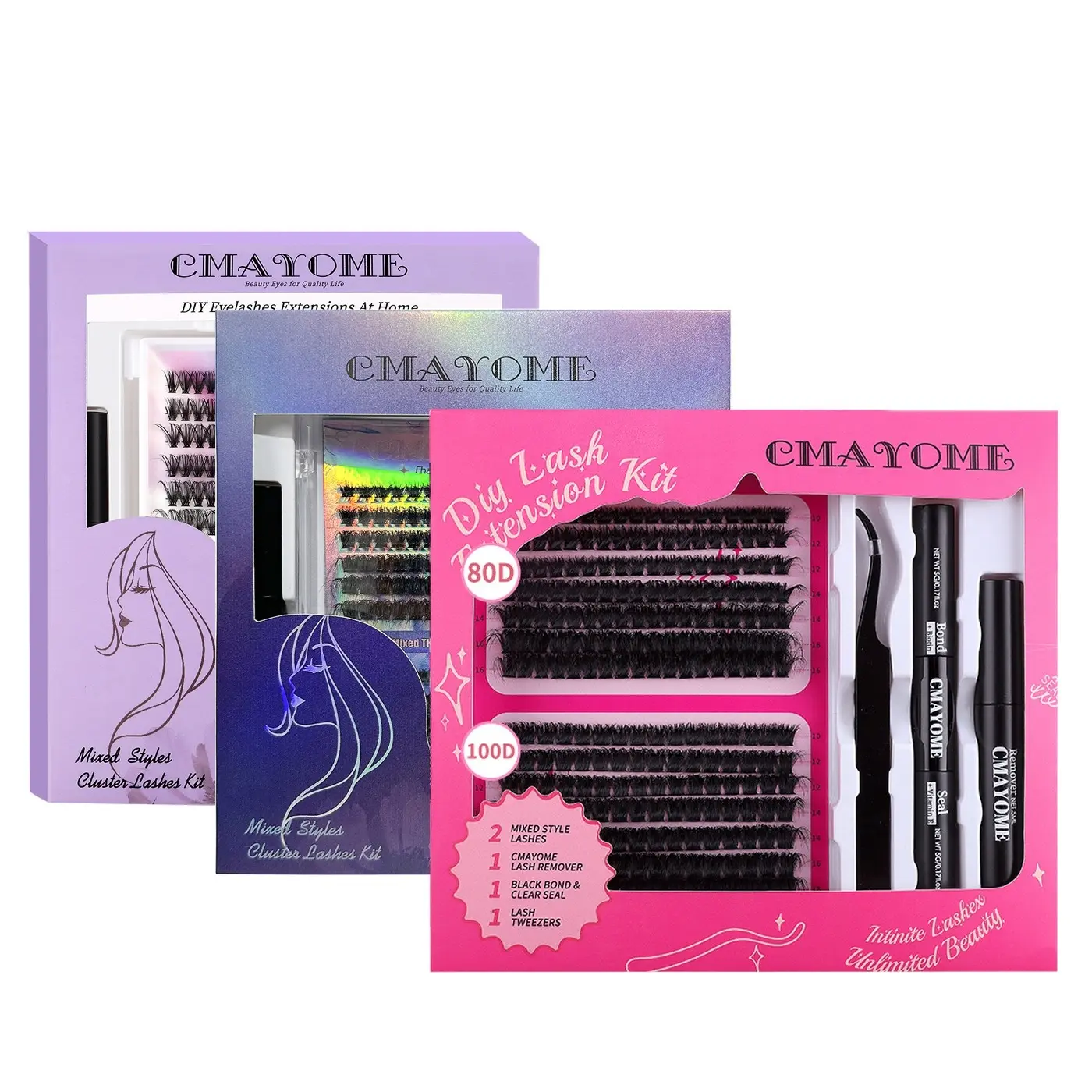 3 Boxes False Eyelash Set, Cluster Segment Type, Natural & Dense, Classic High-end False Eyelash Gift Box, Eyelash Extension