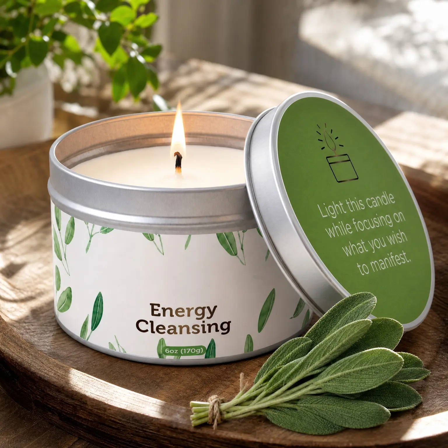 6 Oz Aromatherapy Candle, 35 Hour Burn Time - Organic All-Natural Soy Wax for Energy Cleansing, Calming & Soothing, SpiritualGift