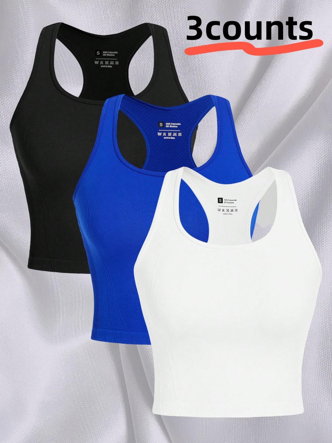 3-piece Women's Outdoor Sports Tank Tops, Sleeveless Sports Wear for Running, Yoga and Fitness