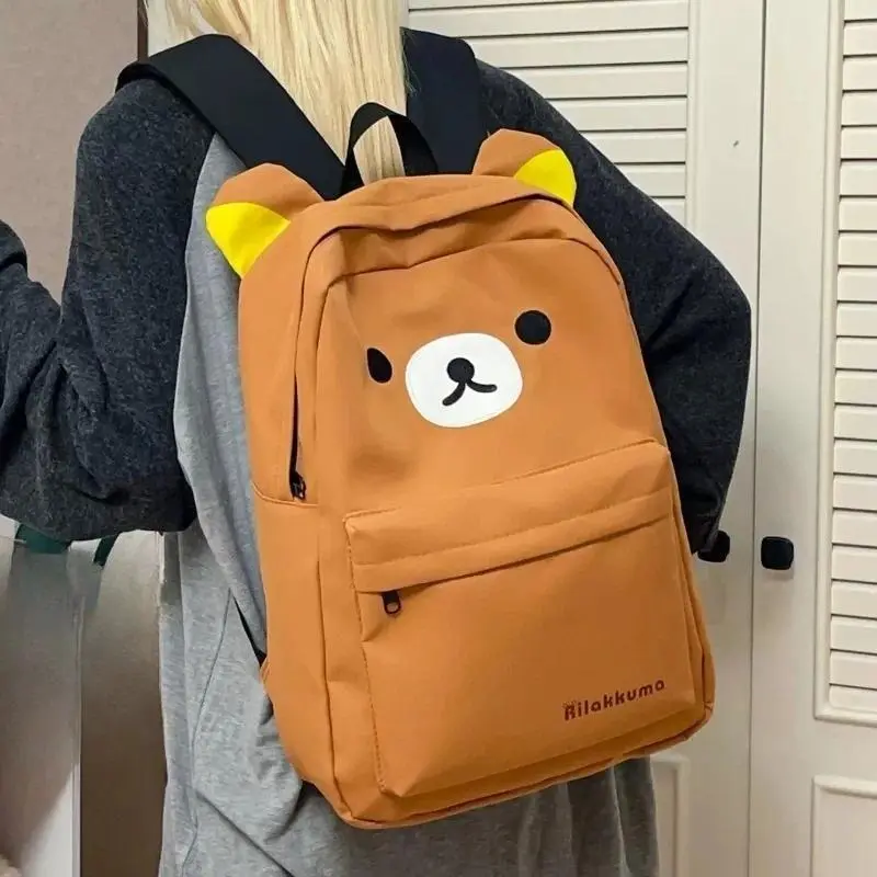 New Kawaii Cute Bear Rilakkuma Backpack Large Capacity Anime Cartoon Backpack Stylish Student School Bag Shoulder Bags Schoolbag
