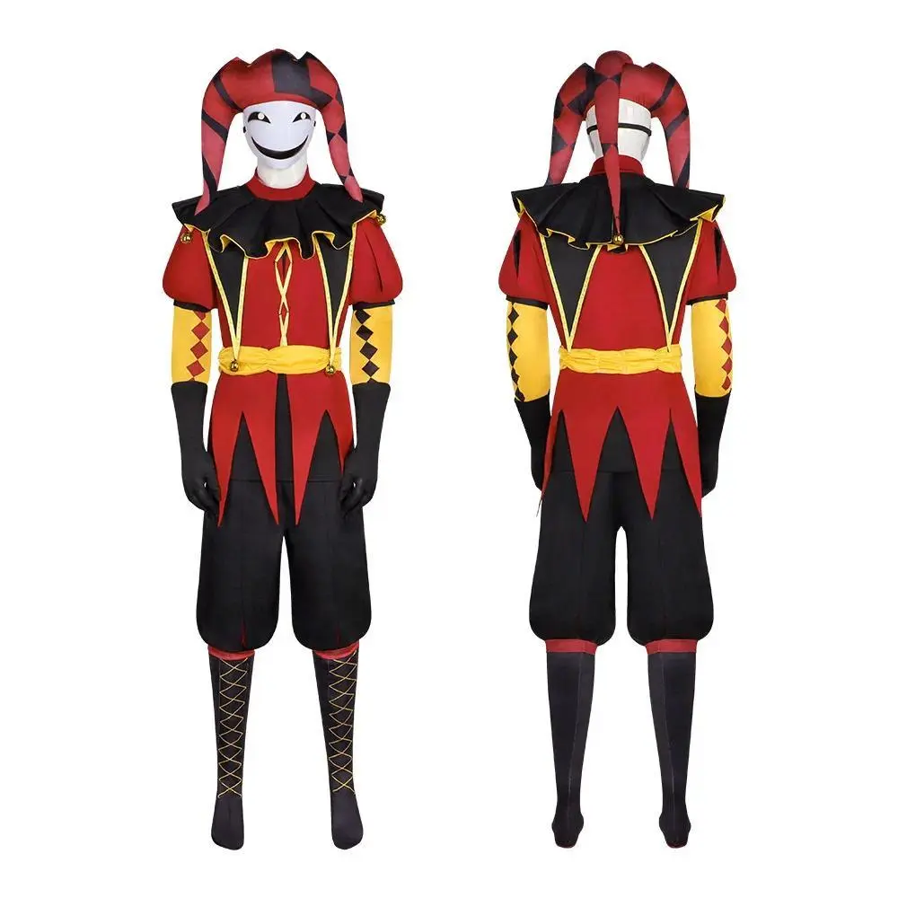 Clown Theme Full Set - The Freak Circus Pierrot Cosplay Polyester Uniform, Harlequin Wig, Mask, Hat for Halloween Scary Roleplay, Multi-Size, Xxl, Green Full Set, Belt, Clothes, Includes Scarf, Costume, Polyester Fiber, Cosplay Suit